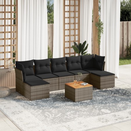 Set de sofás de jardín 8 pzas y cojines ratán sintético gris de , Conjuntos de jardín - Ref: Foro24-3223778, Precio: 419,68 €...
