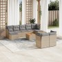 Juego de sofás jardín con cojines beige 10 pzas ratán sintético de , Conjuntos de jardín - Ref: Foro24-3223875, Precio: 579,2...