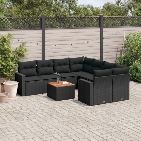 Set de sofás de jardín 8 piezas y cojines ratán sintético negro de , Conjuntos de jardín - Ref: Foro24-3224046, Precio: 558,1...