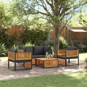 Set de sofás de jardín con cojines 5 pzas madera maciza acacia en Conjuntos de jardín | Comprar online en Foru.es