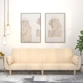 Sofá cama de 2 plazas con dos almohadas tela color crema de , Sofás - Ref: Foro24-375872, Precio: 275,65 €, Descuento: %