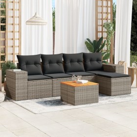 Set de muebles de jardín 6 pzas y cojines ratán sintético gris de , Conjuntos de jardín - Ref: Foro24-3225423, Precio: 344,47...