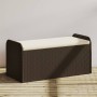 Banco de almacenaje y cojín ratán sintético marrón 115x51x52 cm de , Bancos de jardín - Ref: Foro24-365729, Precio: 138,07 €,...