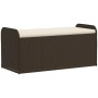 Banco de almacenaje y cojín ratán sintético marrón 115x51x52 cm de , Bancos de jardín - Ref: Foro24-365729, Precio: 138,07 €,...