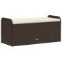 Banco de almacenaje y cojín ratán sintético marrón 115x51x52 cm de , Bancos de jardín - Ref: Foro24-365729, Precio: 138,07 €,...