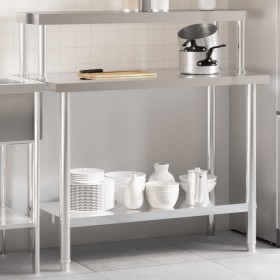 Mesa de trabajo para cocina con estante acero inox 110x55x120cm de , Restauración - Ref: Foro24-3208899, Precio: 248,28 €, De...