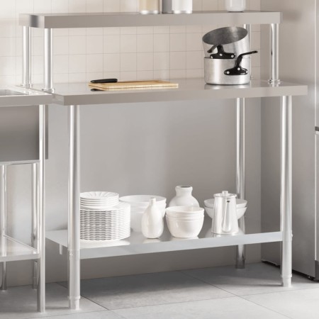 Mesa de trabajo para cocina con estante acero inox 110x55x120cm de , Restauración - Ref: Foro24-3208899, Precio: 248,28 €, De...