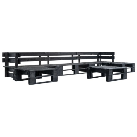 Set de muebles de palés para jardín 6 piezas madera negro de vidaXL, Conjuntos de jardín - Ref: Foro24-277432, Precio: 362,95...