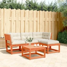 Set muebles jardín 4 pzas con cojines madera pino marrón cera de , Conjuntos de jardín - Ref: Foro24-3216912, Precio: 446,39 ...
