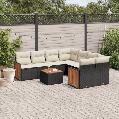 Set de sofás de jardín 8 piezas y cojines ratán sintético negro de , Conjuntos de jardín - Ref: Foro24-3259907, Precio: 543,4...