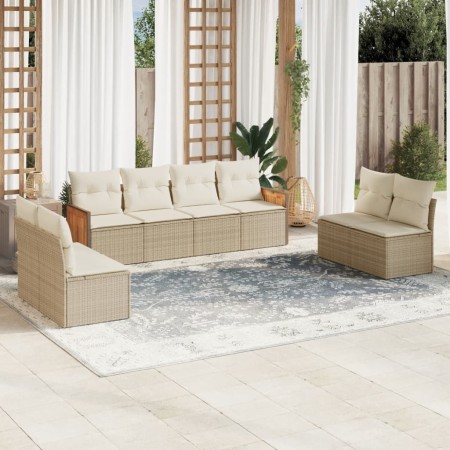 Juego de sofás de jardín con cojines beige 8 pzas ratán PE de , Conjuntos de jardín - Ref: Foro24-3259972, Precio: 496,15 €, ...