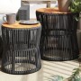 Mesas auxiliares jardín 2 pzas superficie de madera ratán negro de , Mesas de jardín - Ref: Foro24-366291, Precio: 168,49 €, ...