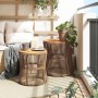 Mesas auxiliares jardín 2 pzas superficie de madera ratán beige de , Mesas de jardín - Ref: Foro24-366293, Precio: 161,17 €, ...