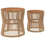 Mesas auxiliares jardín 2 pzas superficie de madera ratán beige de , Mesas de jardín - Ref: Foro24-366293, Precio: 161,17 €, ...