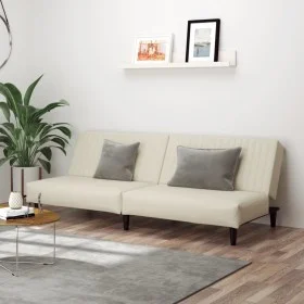 Sofá cama de 2 plazas terciopelo color crema de , Sofás - Ref: Foro24-375935, Precio: 235,94 €, Descuento: %