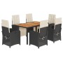 Set de comedor de jardín 7 pzas y cojines ratán sintético negro de , Conjuntos de jardín - Ref: Foro24-3212471, Precio: 971,3...