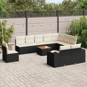 Set de sofás de jardín 11 pzas y cojines ratán sintético negro de , Conjuntos de jardín - Ref: Foro24-3225496, Precio: 630,54...