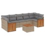 Juego de sofás de jardín con cojines beige 8 pzas ratán PE de , Conjuntos de jardín - Ref: Foro24-3259896, Precio: 500,06 €, ...