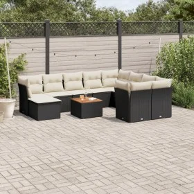 Set de sofás de jardín 11 pzas y cojines ratán sintético negro de , Conjuntos de jardín - Ref: Foro24-3223970, Precio: 611,12...