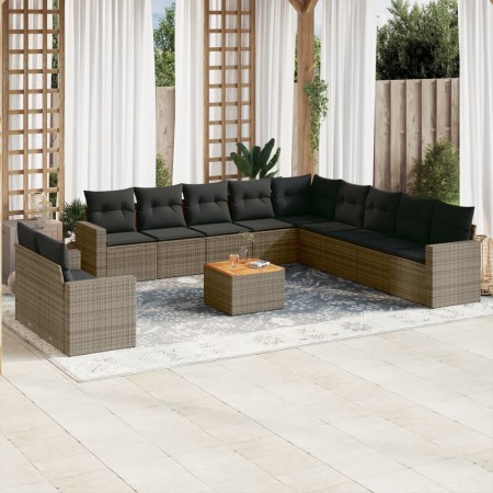 Set de sofás de jardín 12 pzas con cojines ratán sintético gris de , Conjuntos de jardín - Ref: Foro24-3224205, Precio: 745,0...