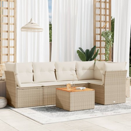 Juego de sofás jardín con cojines 6 pzas ratán sintético beige de , Conjuntos de jardín - Ref: Foro24-3223629, Precio: 389,96...
