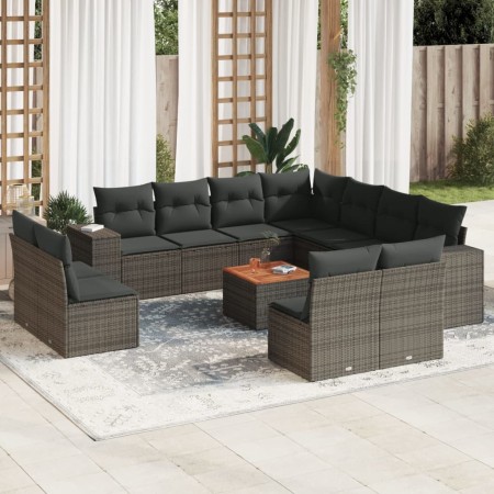 Set de sofás de jardín 12 pzas con cojines ratán sintético gris de , Conjuntos de jardín - Ref: Foro24-3225507, Precio: 696,7...