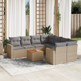 Set de sofás de jardín 9 pzas con cojines ratán sintético beige de , Conjuntos de jardín - Ref: Foro24-3224050, Precio: 526,1...