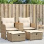 Sofá de jardín 2 plazas con toldo y taburetes ratán PE beige de , Sofás de exterior - Ref: Foro24-365805, Precio: 258,95 €, D...