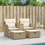 Sofá de jardín 2 plazas con toldo y taburetes ratán PE beige de , Sofás de exterior - Ref: Foro24-365805, Precio: 258,95 €, D...