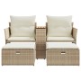 Sofá de jardín 2 plazas con toldo y taburetes ratán PE beige de , Sofás de exterior - Ref: Foro24-365805, Precio: 258,95 €, D...