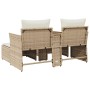 Sofá de jardín 2 plazas con toldo y taburetes ratán PE beige de , Sofás de exterior - Ref: Foro24-365805, Precio: 258,95 €, D...