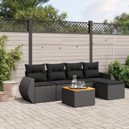 Set de sofás de jardín 6 piezas y cojines ratán sintético negro de , Conjuntos de jardín - Ref: Foro24-3257308, Precio: 377,1...