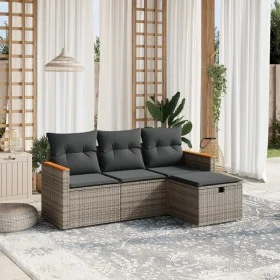Set de sofás de jardín 4 pzas y cojines ratán sintético gris de , Conjuntos de jardín - Ref: Foro24-3265274, Precio: 237,11 €...