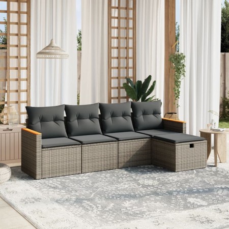 Juego de sofás jardín con cojines 5 pzas ratán sintético gris de , Conjuntos de jardín - Ref: Foro24-3265288, Precio: 273,68 ...
