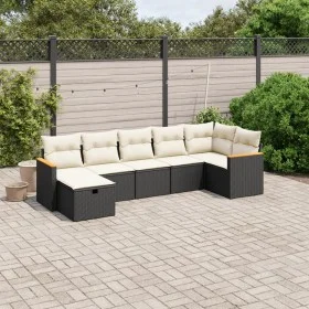 Set de comedor de jardín 7 pzas y cojines ratán sintético negro de , Conjuntos de jardín - Ref: Foro24-3265312, Precio: 408,3...