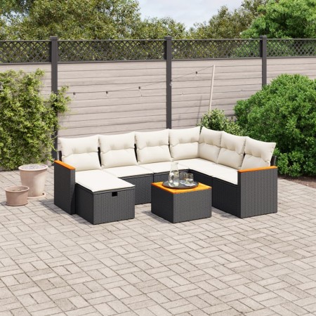 Set de sofás de jardín 8 piezas y cojines ratán sintético negro de , Conjuntos de jardín - Ref: Foro24-3265333, Precio: 424,7...