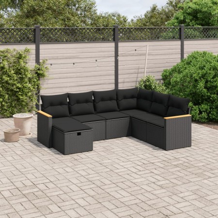 Set de comedor de jardín 7 pzas y cojines ratán sintético negro de , Conjuntos de jardín - Ref: Foro24-3265325, Precio: 446,9...
