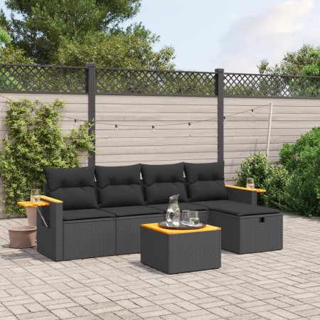 Set de sofás de jardín 6 piezas y cojines ratán sintético negro de , Conjuntos de jardín - Ref: Foro24-3265507, Precio: 364,2...