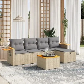 Juego de sofás jardín con cojines beige mezcla 6 pzas ratán PE de , Conjuntos de jardín - Ref: Foro24-3265511, Precio: 361,52...