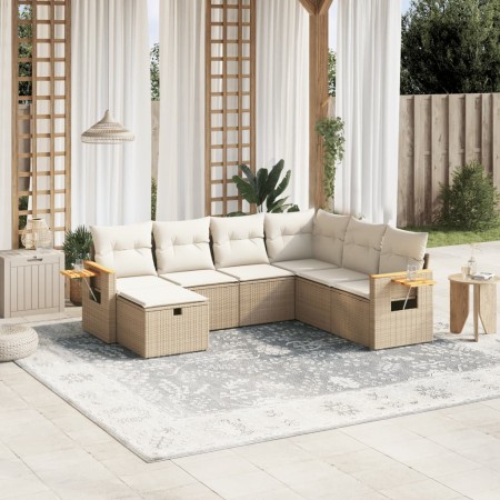 Set sofás de jardín 7 piezas y cojines ratán sintético beige de , Conjuntos de jardín - Ref: Foro24-3265545, Precio: 514,20 €...