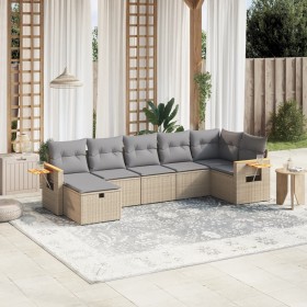 Juego de sofás jardín con cojines beige mezcla 7 pzas ratán PE de , Conjuntos de jardín - Ref: Foro24-3265532, Precio: 451,41...