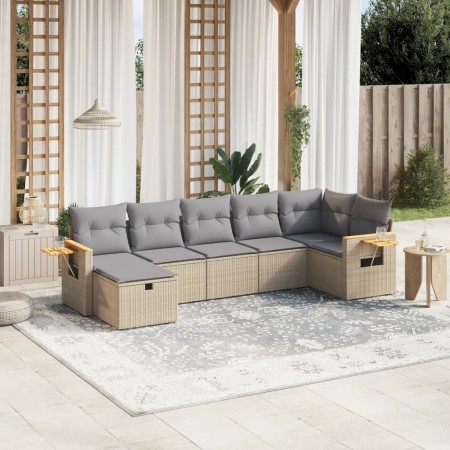 Juego de sofás jardín con cojines beige mezcla 7 pzas ratán PE de , Conjuntos de jardín - Ref: Foro24-3265532, Precio: 451,41...