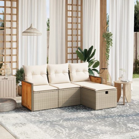 Juego de sofás jardín con cojines 4 pzas ratán sintético beige de , Conjuntos de jardín - Ref: Foro24-3265706, Precio: 252,33...