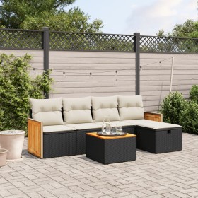 Set de sofás de jardín 6 piezas y cojines ratán sintético negro de , Conjuntos de jardín - Ref: Foro24-3265725, Precio: 327,8...