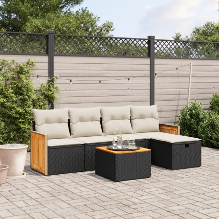 Set de sofás de jardín 6 piezas y cojines ratán sintético negro de , Conjuntos de jardín - Ref: Foro24-3265725, Precio: 327,8...