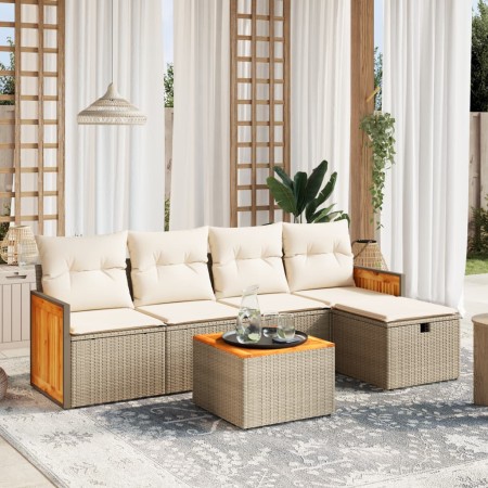 Juego de sofás jardín con cojines 6 pzas ratán sintético beige de , Conjuntos de jardín - Ref: Foro24-3265727, Precio: 345,06...