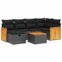 Set de comedor de jardín 7 pzas y cojines ratán sintético negro de , Conjuntos de jardín - Ref: Foro24-3265738, Precio: 421,8...