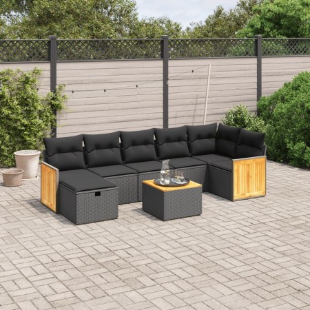 Set de sofás de jardín 8 piezas y cojines ratán sintético negro de , Conjuntos de jardín - Ref: Foro24-3265752, Precio: 480,4...