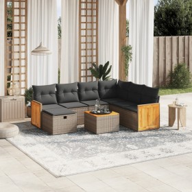 Set de sofás de jardín 8 pzas y cojines ratán sintético gris de , Conjuntos de jardín - Ref: Foro24-3265771, Precio: 463,30 €...