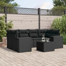 7-piece garden dining set and black synthetic rattan cushions by , Modular outdoor sofas - Ref: Foro24-3222314, Price: 514,12...